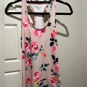 Athleta | Pink Printed Floral Racerback Workout Tank Top Size Small